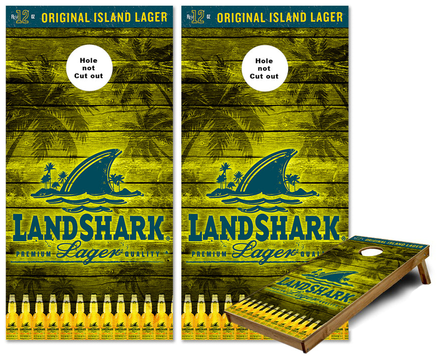 Landshark Wood palm trees cornhole wraps