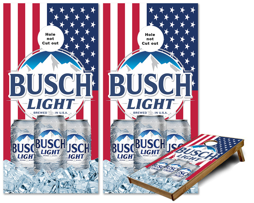 Busch Light on Ice US Flag cornhole wraps