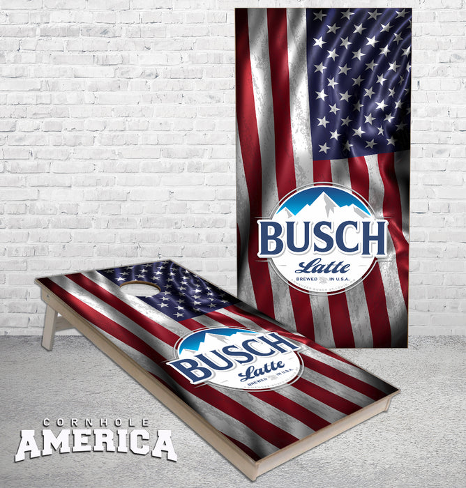 Busch Latte American Flag Cornhole Boards