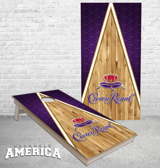 Crown Royal Whiskey Triangle Wood Cornhole Boards