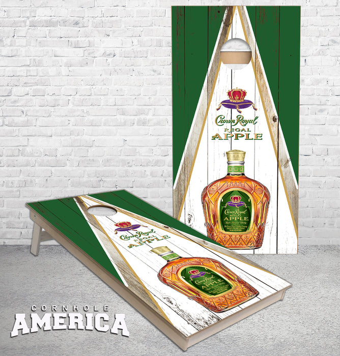 Crown Royal Whiskey Apple Triangle Wood Cornhole Boards