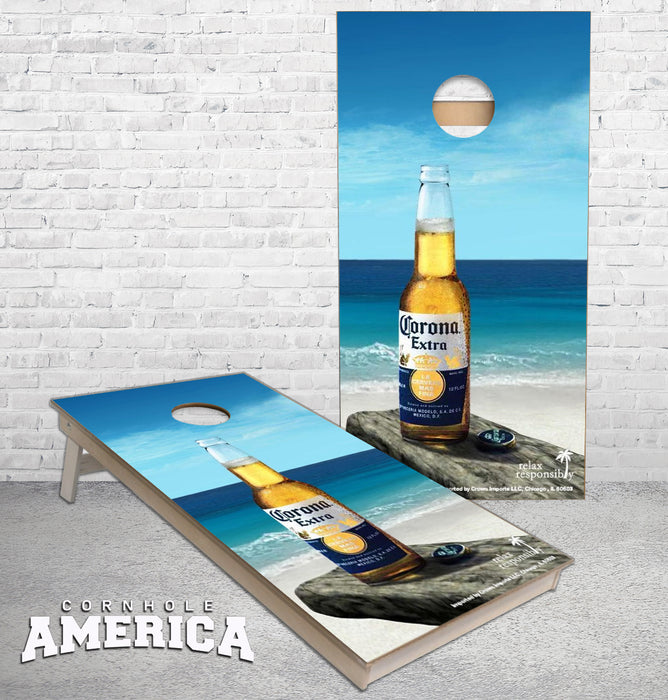 Corona Extra on the Beach cornhole boards