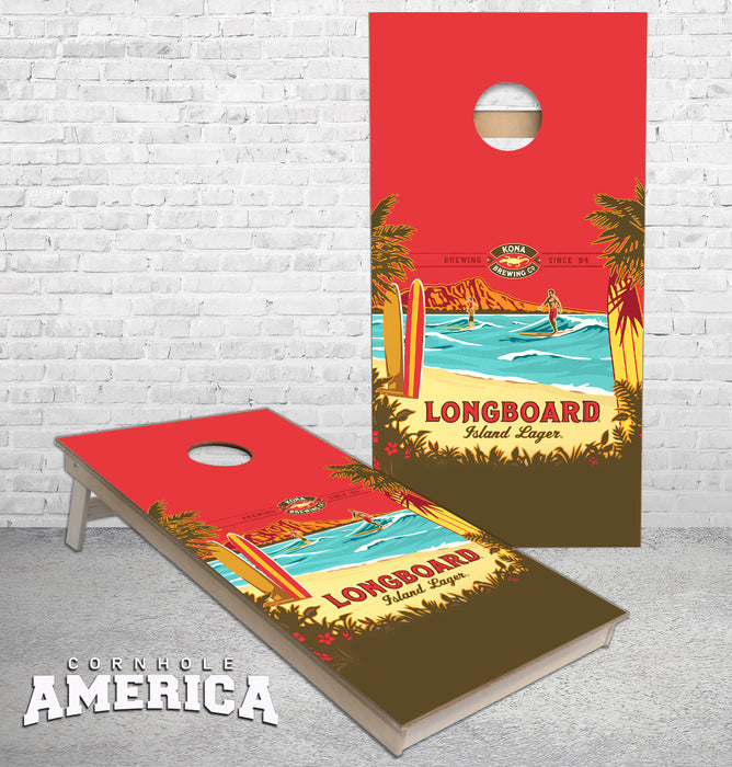 Kona Longboard Island Lager custom cornhole boards