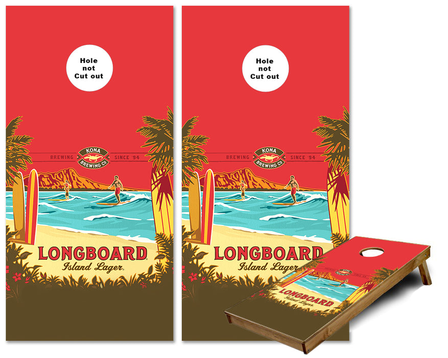 Kona Longboard Island Lager custom cornhole wraps