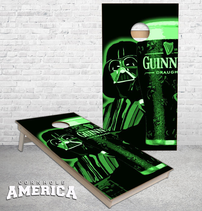 Darth Vader and Guinness glowing cornhole boards