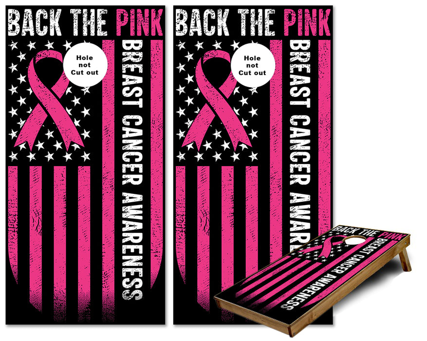 Back the pink Breast Cancer awareness cornhole wraps