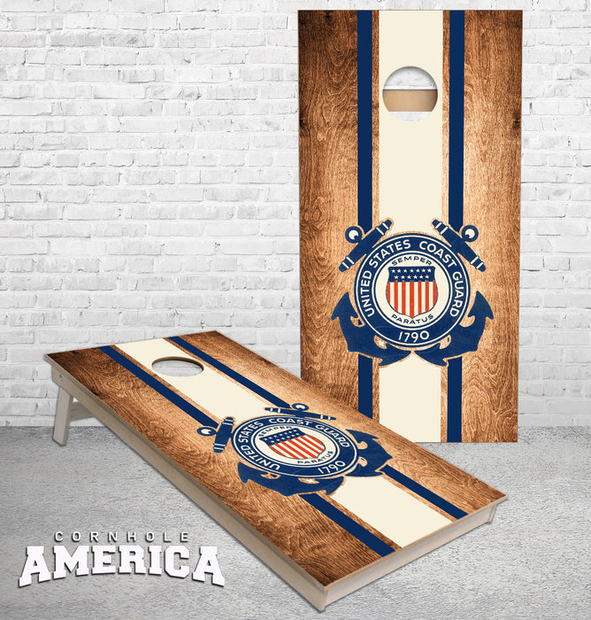 United States Coast Guard Striped Cornhole Boards