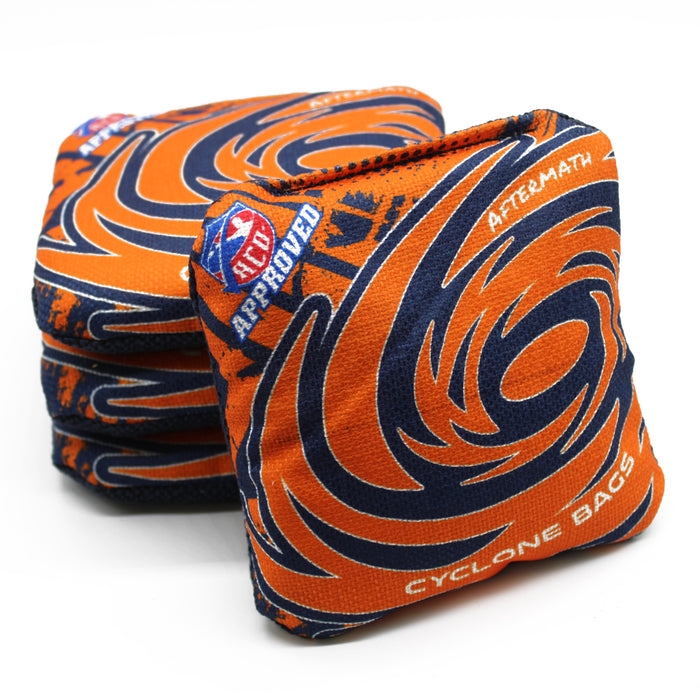 Cyclone Aftermath Pro Series Cornhole Bags Navy Blue and Orange (set of 4)