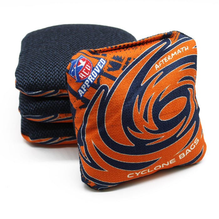 Cyclone Aftermath Pro Series Cornhole Bags Navy Blue and Orange (set of 4)