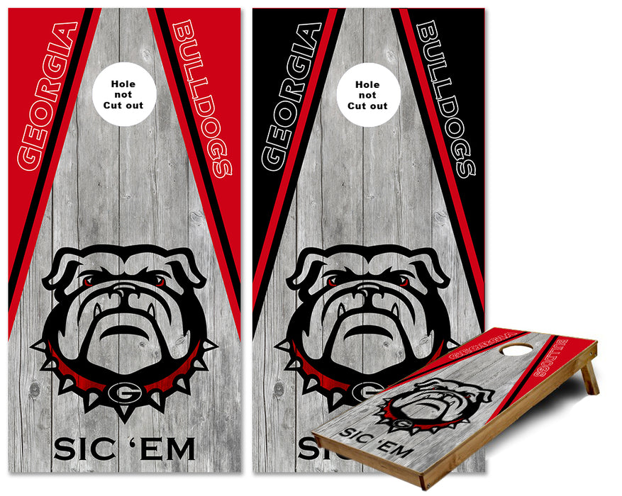 Georgia Bulldogs Triangle theme Cornhole Wraps