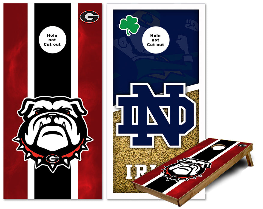 Georgia and Notre Dame ND cornhole wraps