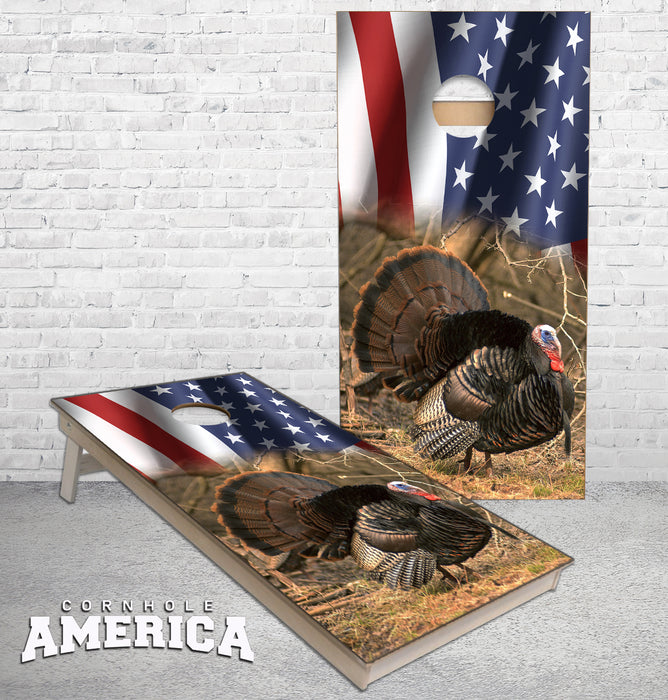 American Flag Turkey cornhole boards