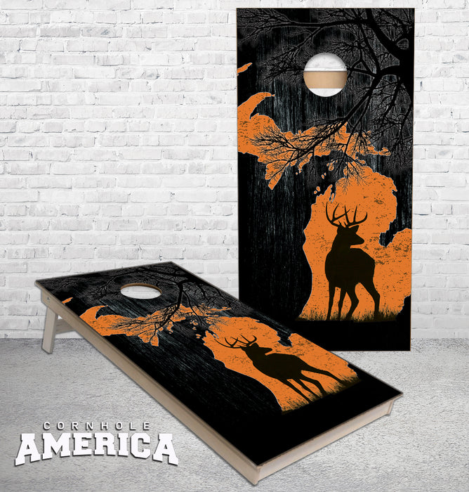 Michigan Hunting Whitetail Deer Buck cornhole boards