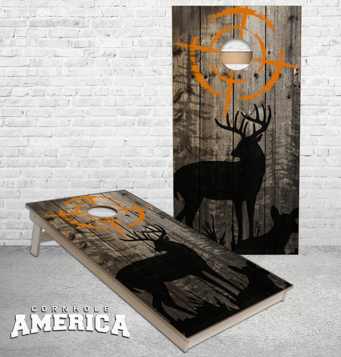 In the Crosshairs Buck and Doe cornhole boards