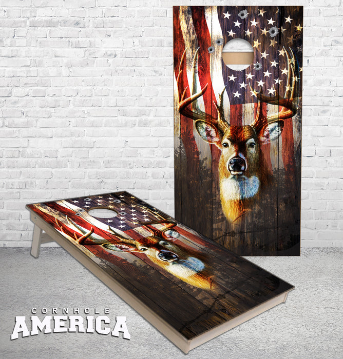 Whitetail Buck Country USA cornhole boards