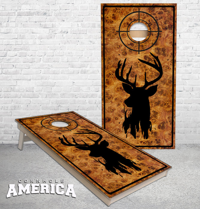 Buck Deer Birds Eye Maple cornhole boards