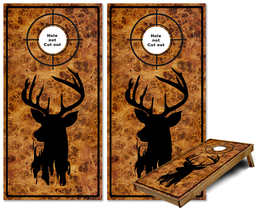 Whitetail Deer Buck birds eye maple fire Cornhole Wraps