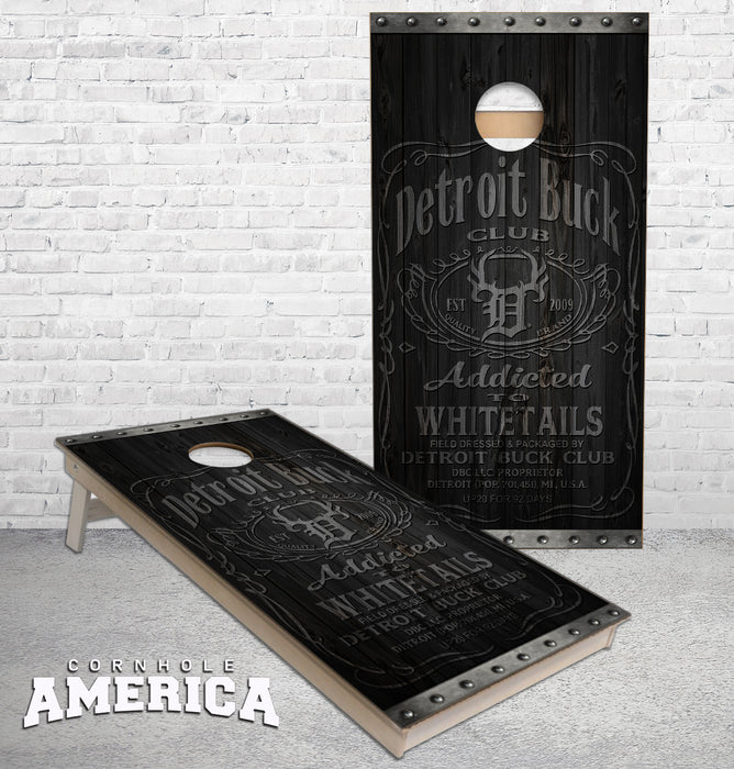 Detroit Buck Club Jack Daniels theme cornhole boards