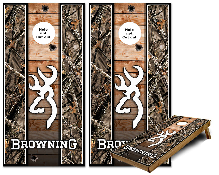 Buck Mark Camo horizontal Wood cornhole wraps