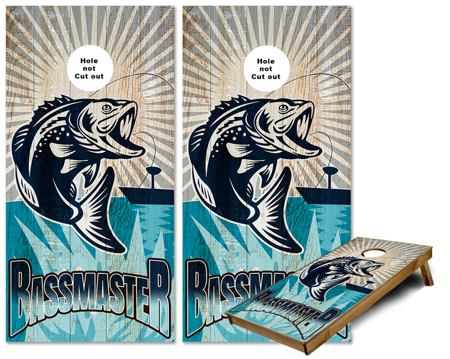 Bass Fishing BassMaster illustration Cornhole Wraps