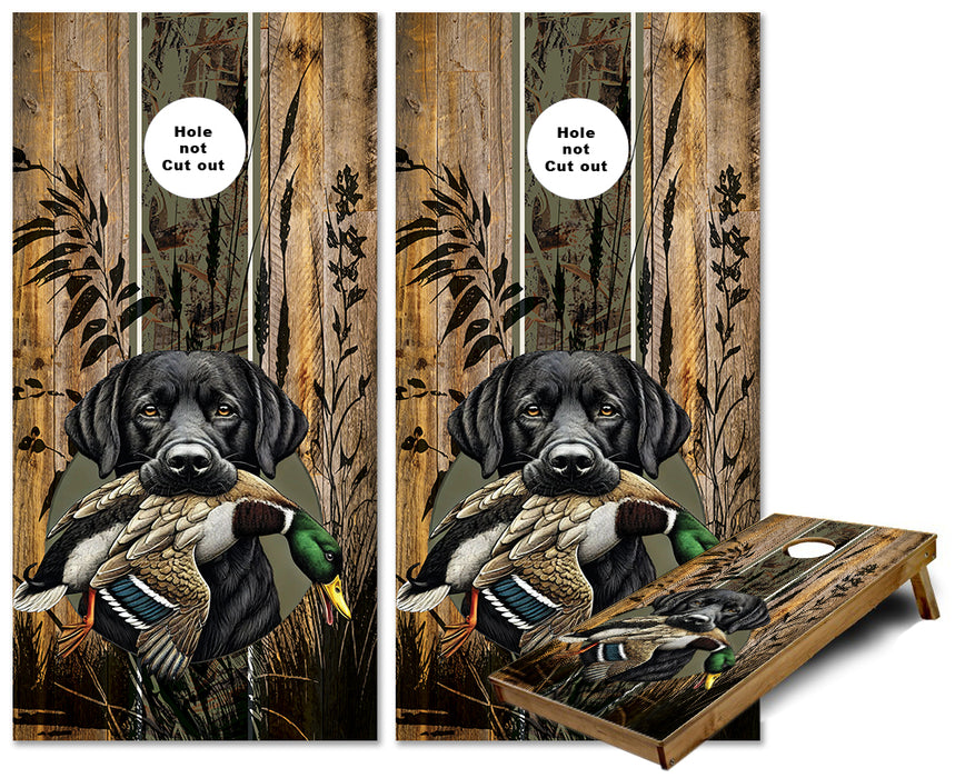 Black Labrador retriever Duck hunting cornhole wraps