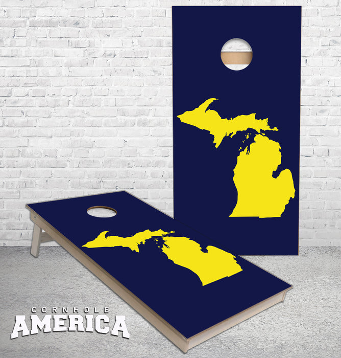 Michigan Maize and blue Cornhole boards