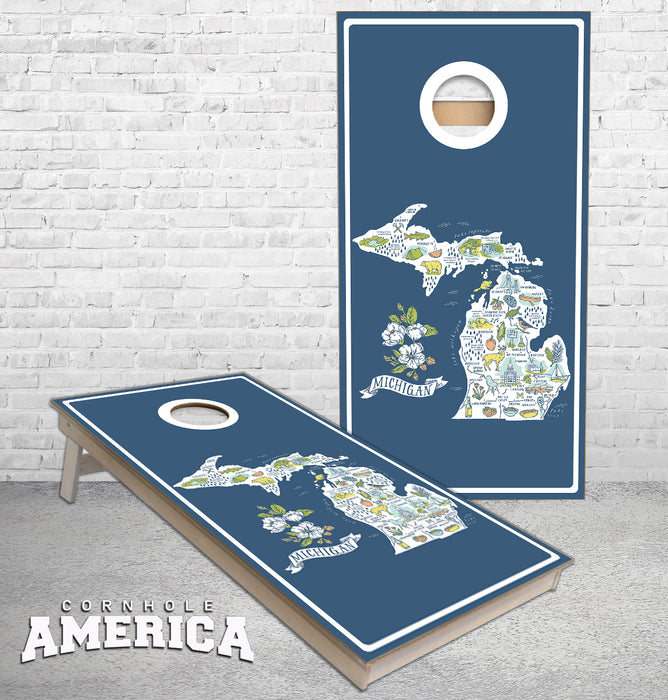 Michigan the Great Lakes State cornhole boards