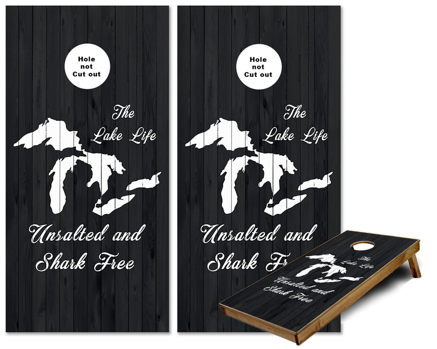 Michigan Lake Life Salt Free Great Lakes cornhole wraps