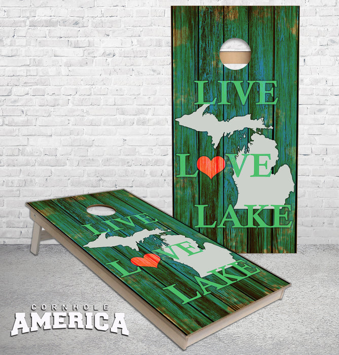 Live Love Lake Michigan Cornhole boards