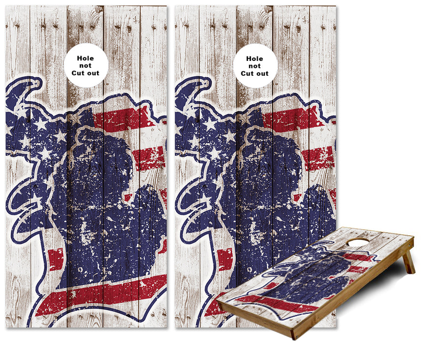 Michigan Old English D Stars and Stripes cornhole wraps