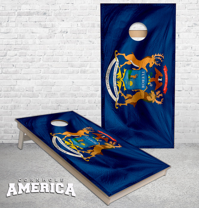 Michigan Flag Cornhole Boards