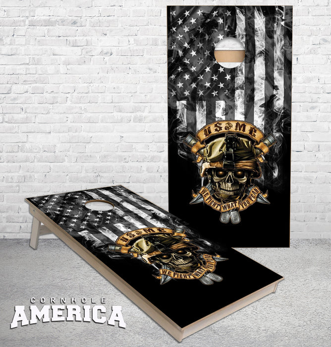 Marines USMC with Grey smokey Flag cornhole boards