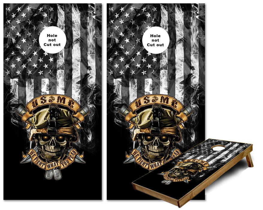 USMC Grey Flag cornhole wraps