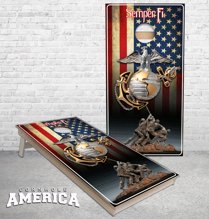 US Marines Semper Fi American Flag cornhole boards