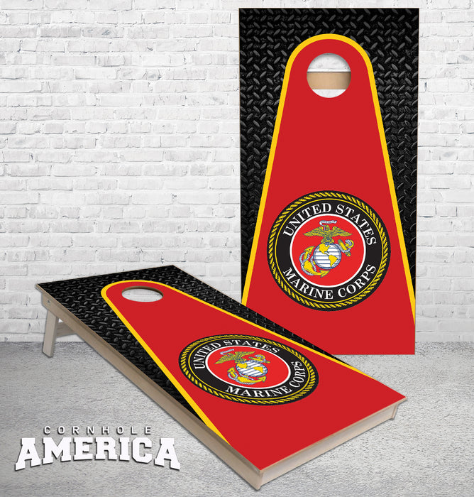 United State Marines Rounded Triangle theme cornhole boards