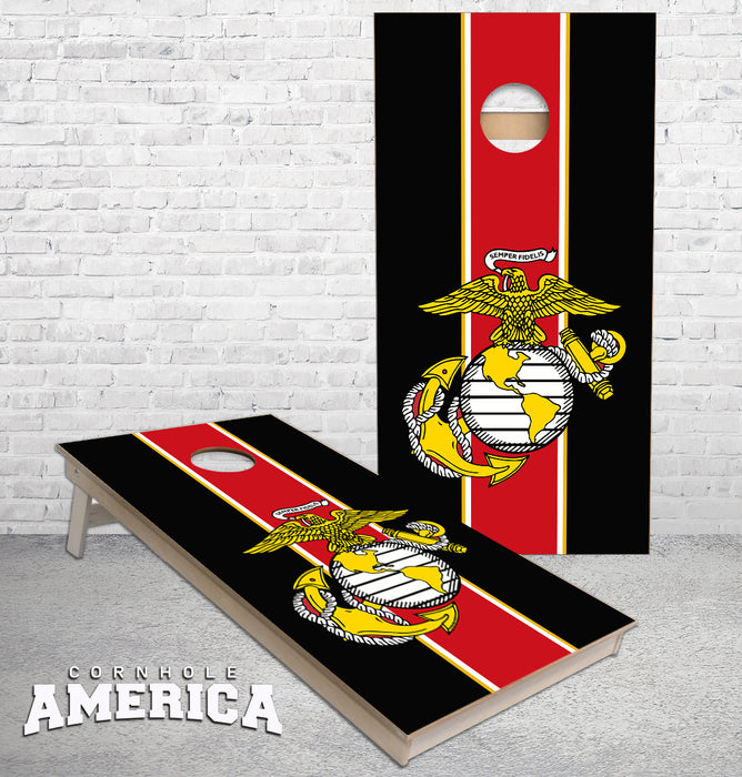 United State Semper Fidelis striped theme cornhole boards