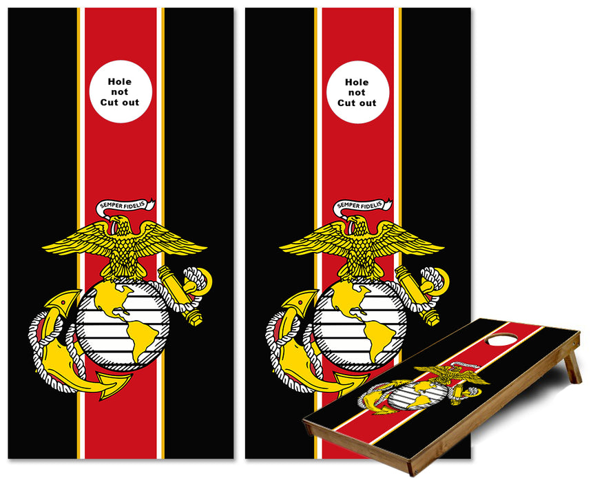 US Marines Semper Fidelis Striped theme cornhole wraps