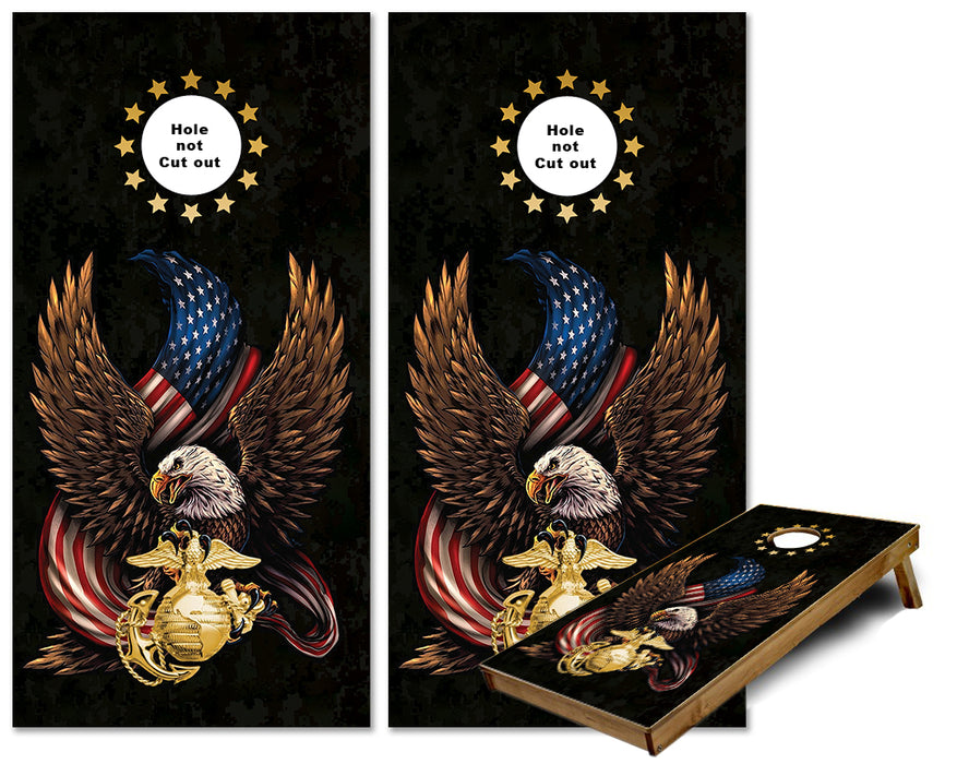 US Marines Eagle US Flag cornhole wraps