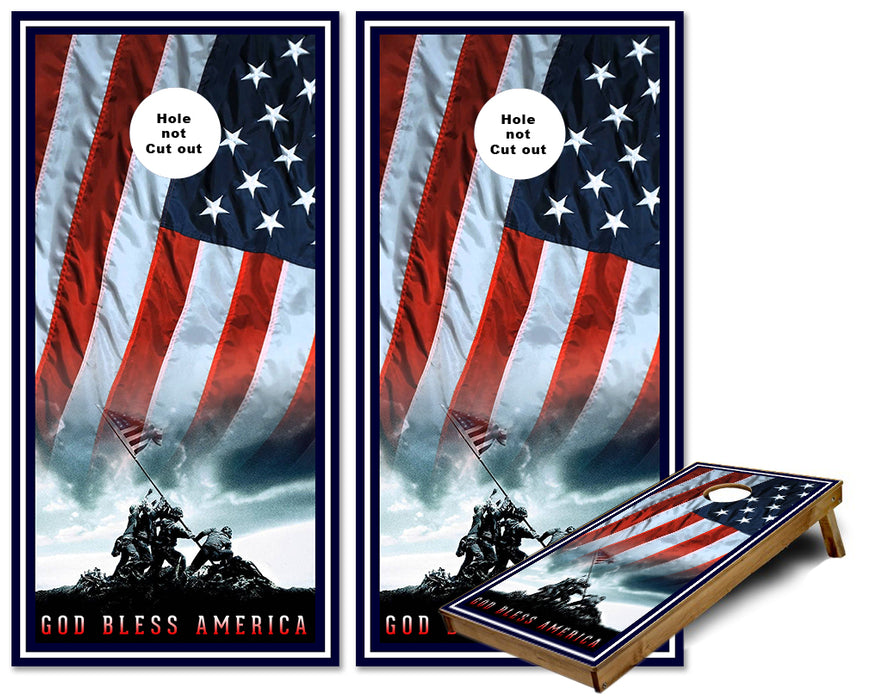 God Bless American Iwo Jima US Flag Marines cornhole wraps