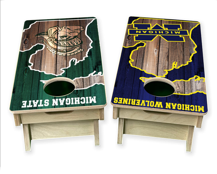 Michigan and MSU Sparty Mini Cornhole Boards 12"x24"