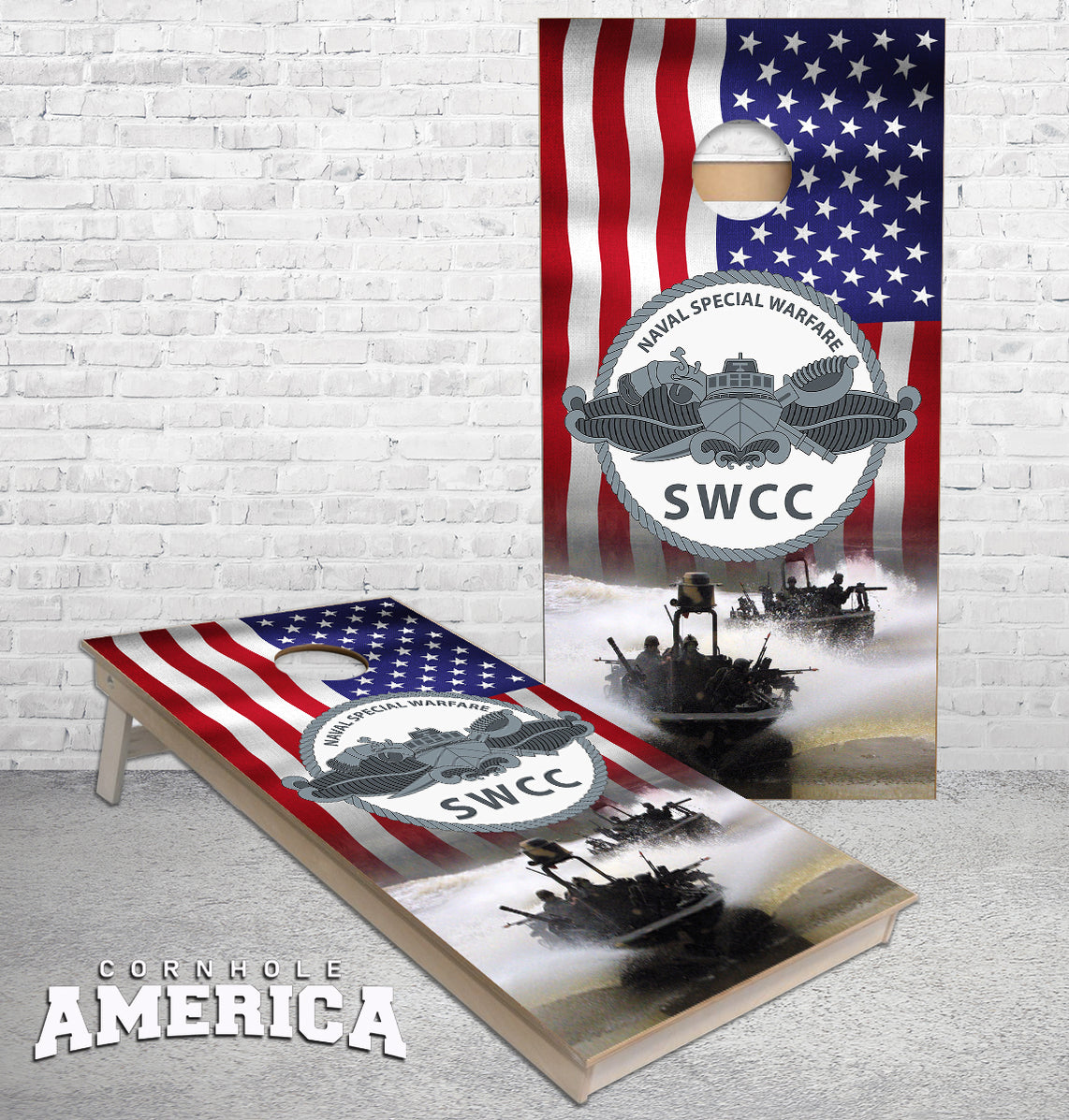 US Navy SWCC US Flag cornhole boards — Cornhole America