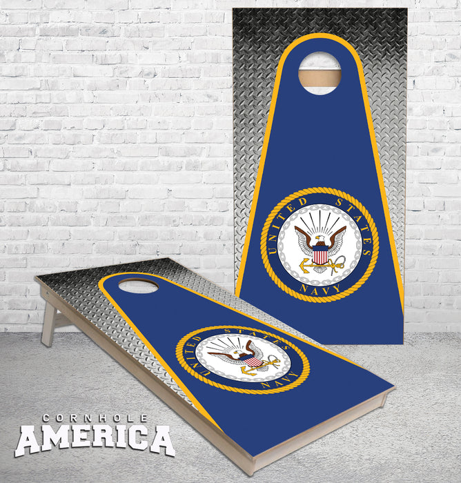 US Navy Rounded triangle theme cornhole boards