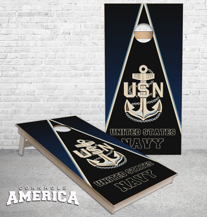 US Navy USN Triangle themed cornhole boards