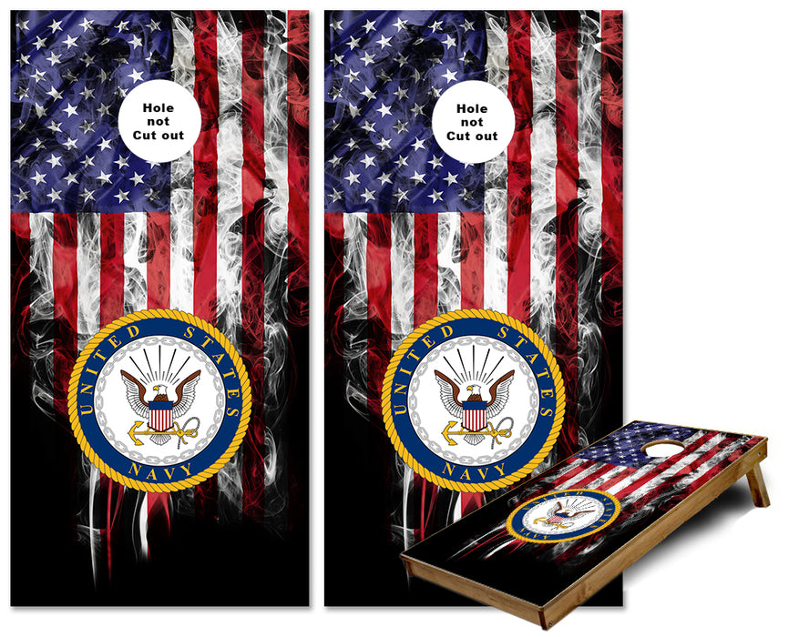 United States Navy Smokey US Flag cornhole wraps