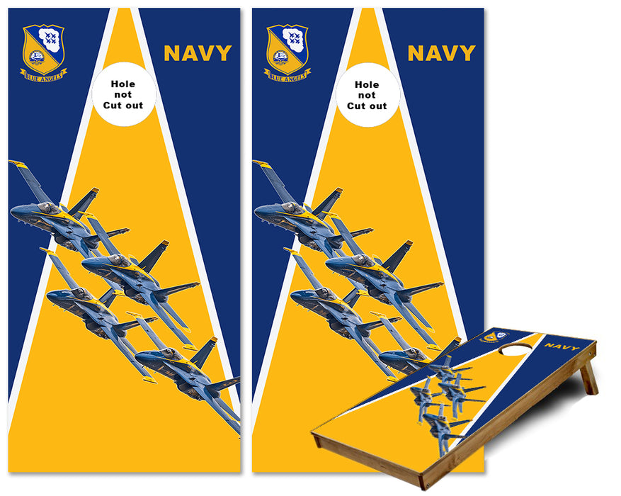 US Navy Blue Angels Triangle themed Cornhole Wraps