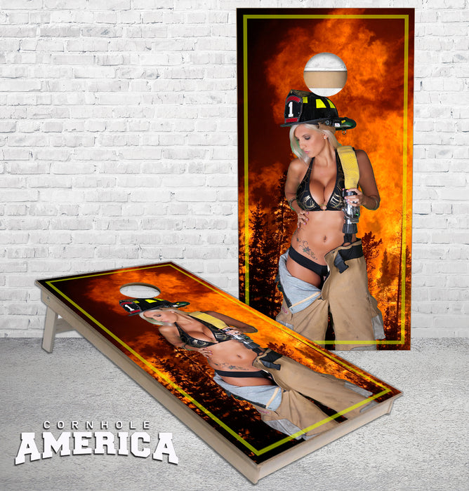 Getting Hot in Here Fire Fighter Cornhole Boards