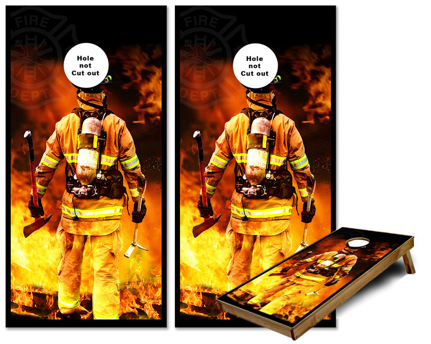 Firefighter flames Cornhole wraps