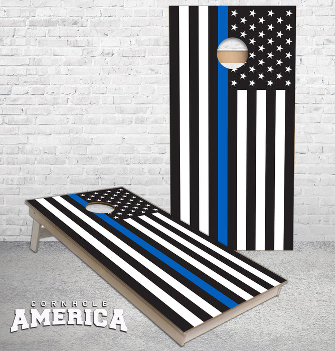 Thin Blue Line American Flag cornhole boards