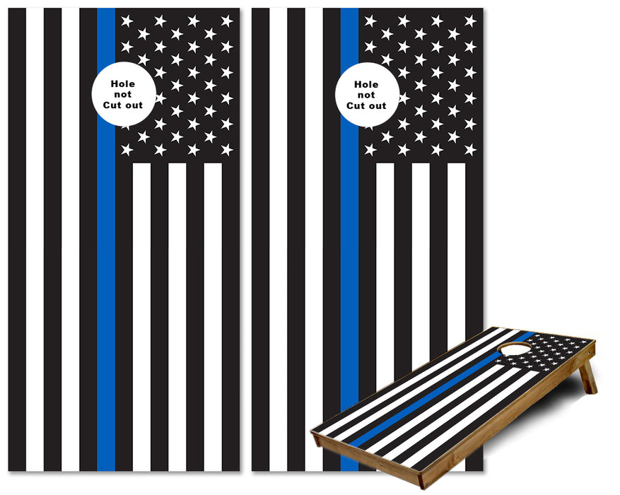 Thin Blue Line American Flag cornhole wraps