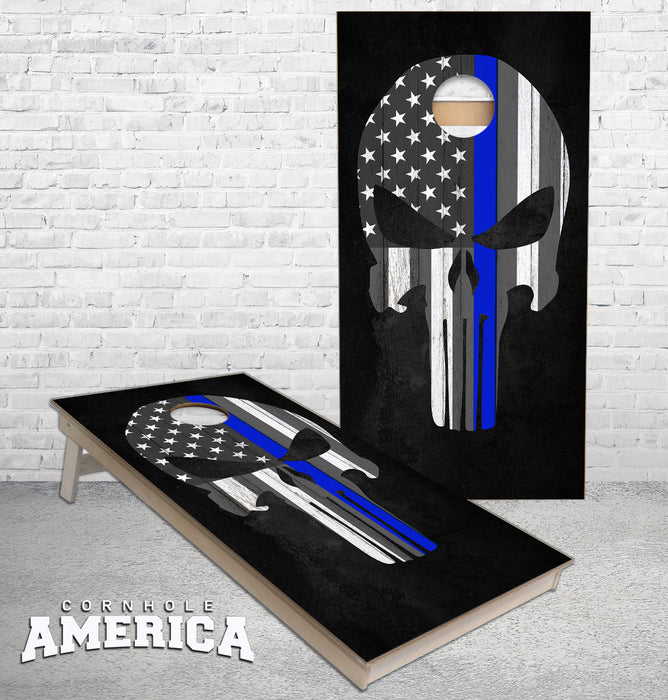 Thin Blue Line Punisher cornhole boards